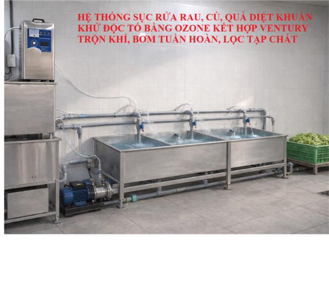 HỆ THỐNG RỬA RAU CỦ QUẢ BẰNG OZONE – GIẢI PHÁP CHUẨN HÓA CHẤT LƯỢNG RAU SẠCH CHO NHÀ CUNG CẤP SIÊU THỊ
